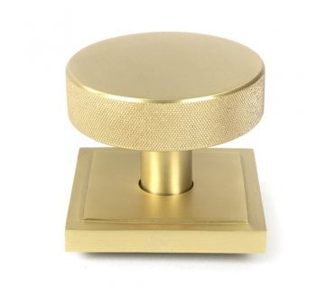 Anvil Brompton Knurled Centre Door Knob (Square Rose) - Satin Brass