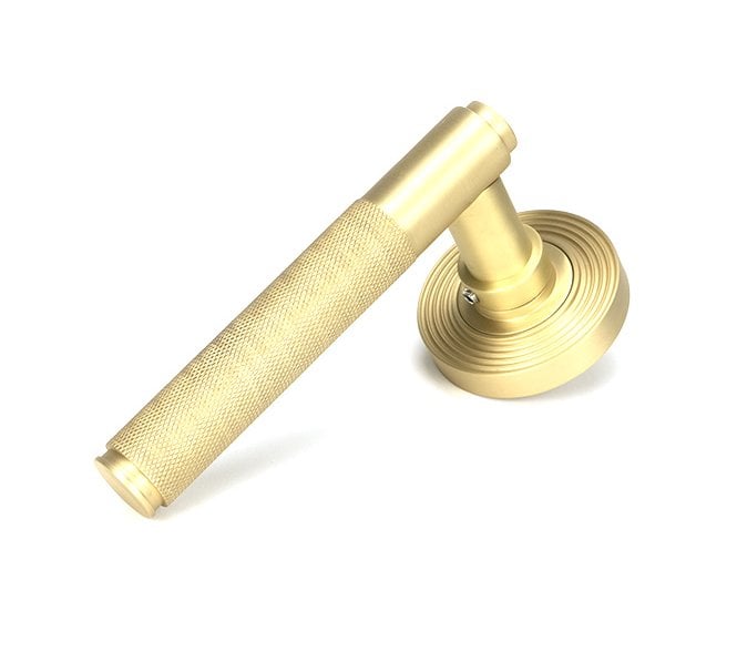 Anvil Brompton Knurled Lever on Rose Set (Beehive Rose) -  Satin Brass