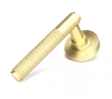 Anvil Brompton Knurled Lever on Rose Set (Beehive Rose) -  Satin Brass