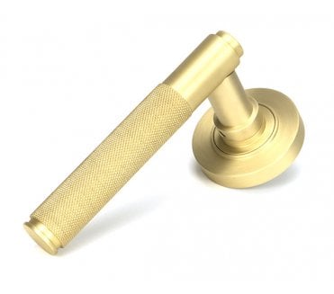 Anvil Brompton Knurled Lever on Rose Set (Plain Rose) - Satin Brass