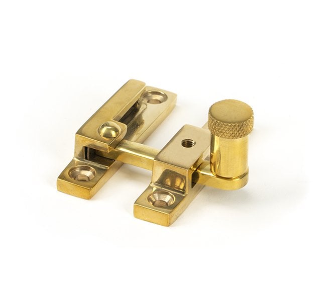 Anvil Brompton Knurled Quadrant Sash Fastener - Narrow - Polished Brass