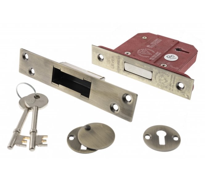 Atlantic 5-Lever Mortice Deadlocks - Antique Brass