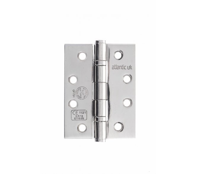 Atlantic Grade 13 Ball Bearing Hinges 102x76mm Fire Rated - Polished Stainless Steel (Pair)