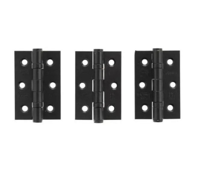Atlantic Grade 7 Ball Bearing Hinges 76x51mm - Matt Black (Pack of 3)