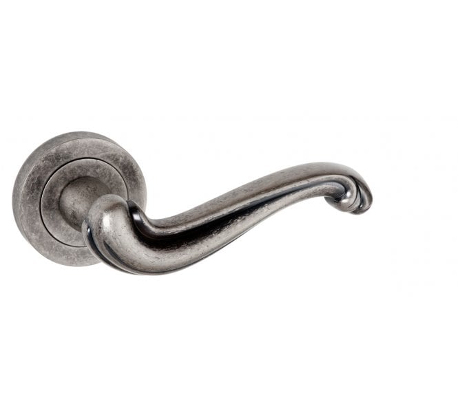 Atlantic Old English Colchester Lever Handle on Rose - Distressed Silver
