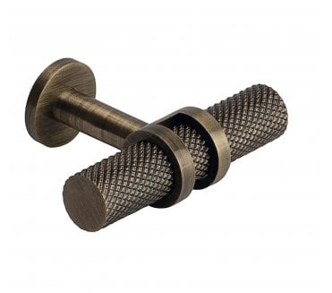 Barchester Ringed / Knurled Cabinet T-Bar Knob - Antique Bronze