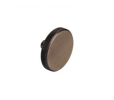 Barchester Ringed / Knurled Disc Cabinet Knob 38mm - Antique Bronze