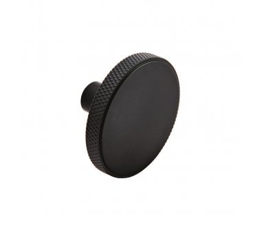 Barchester Ringed / Knurled Disc Cabinet Knob 38mm - Matt Black