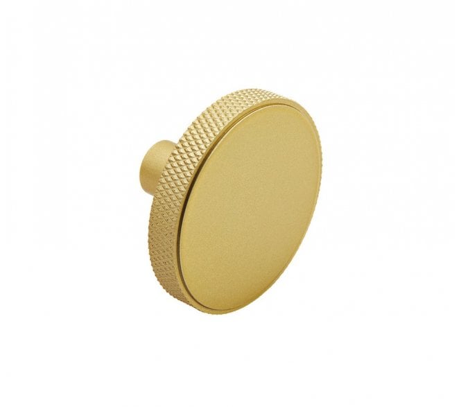Barchester Ringed / Knurled Disc Cabinet Knob 38mm - Satin Brass