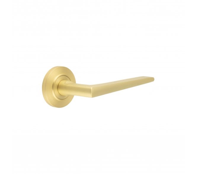 Burlington BUR10 Mayfair Door Handle On Chamfered Rose - Satin Brass