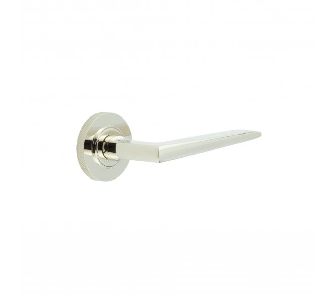 Burlington BUR10 Mayfair Door Handle On Knurled Rose - Polised Nickel