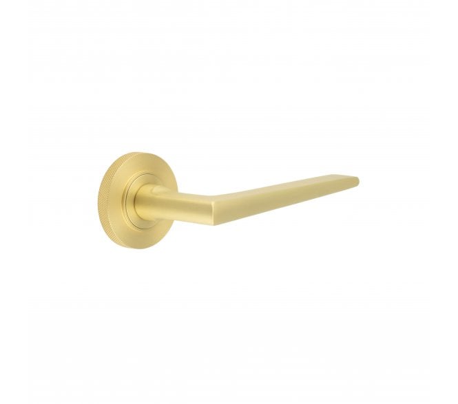 Burlington BUR10 Mayfair Door Handle On Knurled Rose - Satin Brass