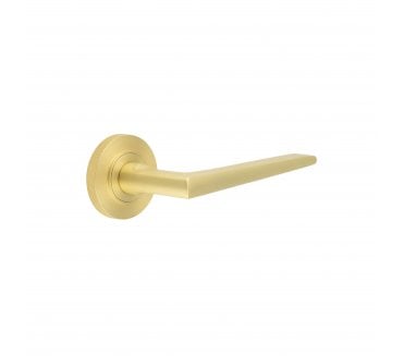 Burlington BUR10 Mayfair Door Handle On Knurled Rose - Satin Brass