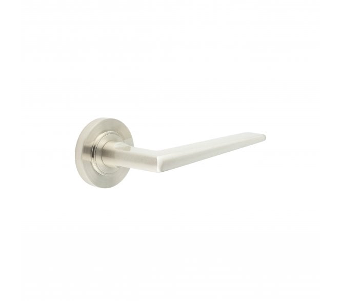 Burlington BUR10 Mayfair Door Handle On Plain Rose - Satin Nickel