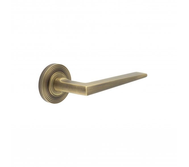 Burlington BUR10 Mayfair Door Handle On Reeded Rose - Antique Brass