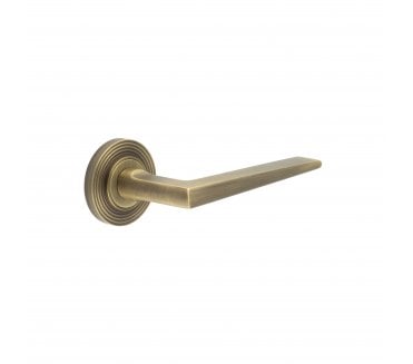Burlington BUR10 Mayfair Door Handle On Reeded Rose - Antique Brass