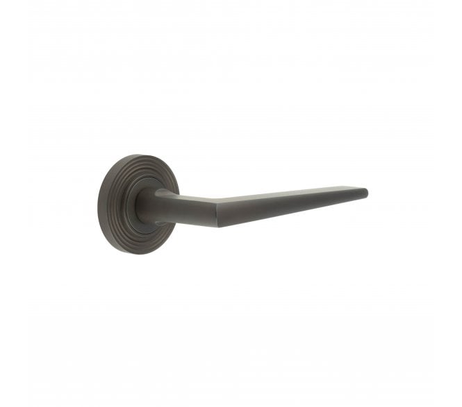 Burlington BUR10 Mayfair Door Handle On Reeded Rose - Dark Bronze