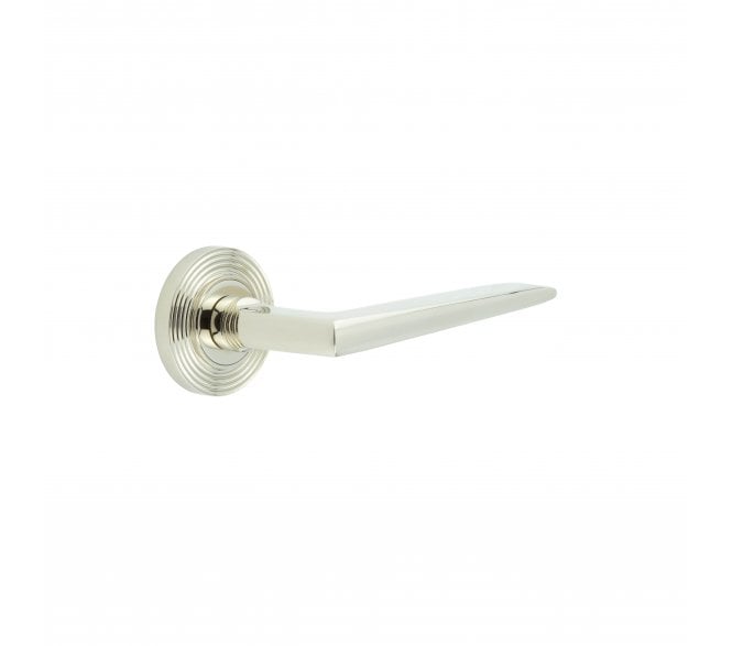 Burlington BUR10 Mayfair Door Handle On Reeded Rose - Polished Nickel