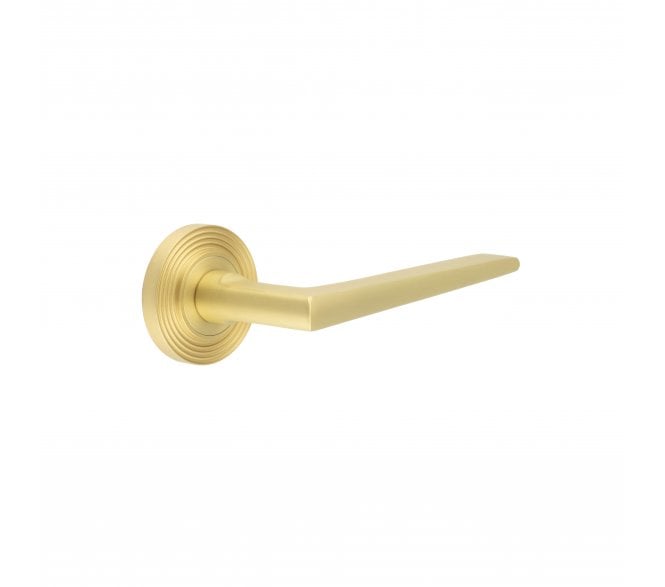 Burlington BUR10 Mayfair Door Handle On Reeded Rose - Satin Brass