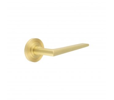 Burlington BUR10 Mayfair Door Handle On Reeded Rose - Satin Brass