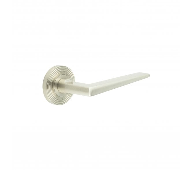 Burlington BUR10 Mayfair Door Handle On Reeded Rose - Satin Nickel