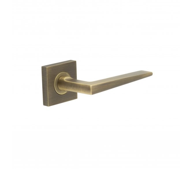 Burlington BUR10 Mayfair Door Handle On Square Plain Rose - Antique Brass