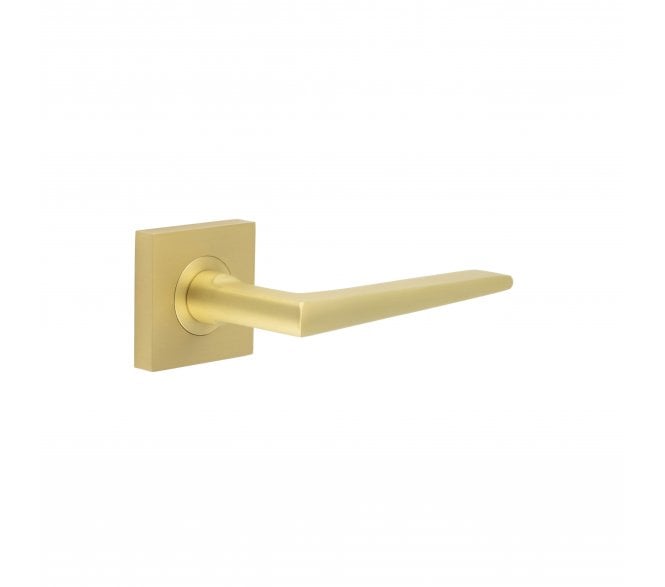 Burlington BUR10 Mayfair Door Handle On Square Plain Rose - Satin Brass