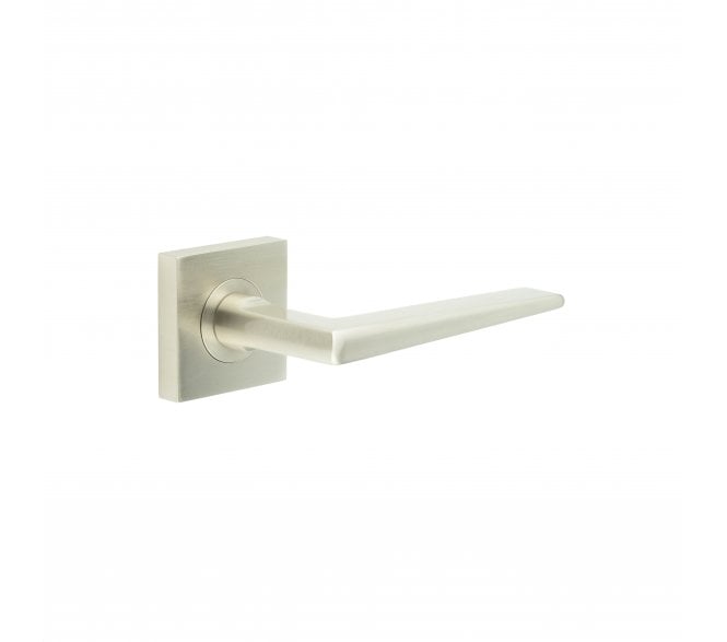 Burlington BUR10 Mayfair Door Handle On Square Plain Rose - Satin Nickel