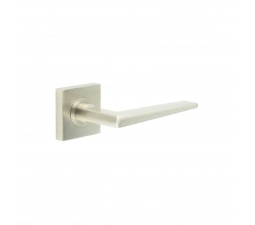Burlington BUR10 Mayfair Door Handle On Square Plain Rose - Satin Nickel