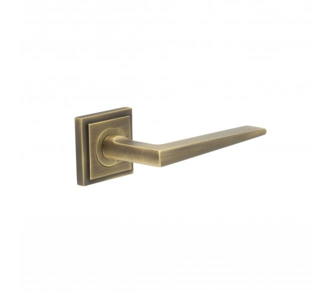Burlington BUR10 Mayfair Door Handle On Square Stepped Rose - Antique Brass