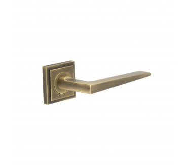 Burlington BUR10 Mayfair Door Handle On Square Stepped Rose - Antique Brass