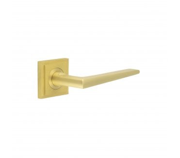 Burlington BUR10 Mayfair Door Handle On Square Stepped Rose - Satin Brass