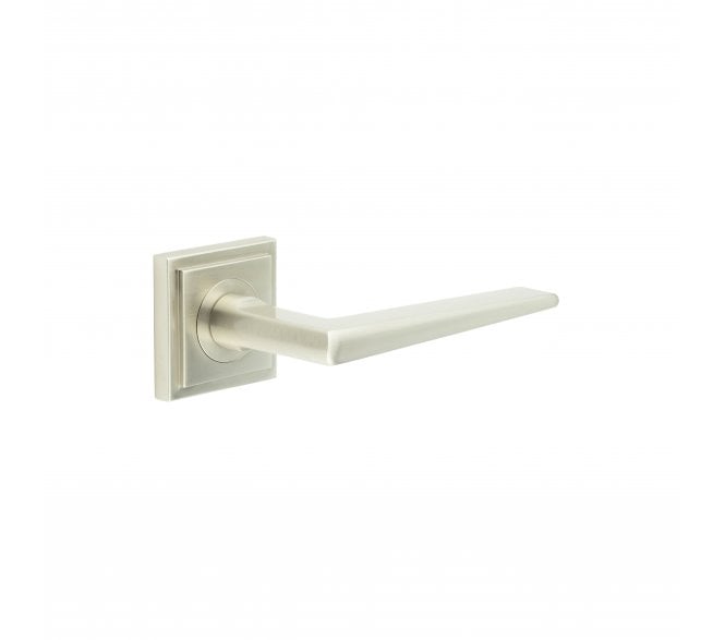 Burlington BUR10 Mayfair Door Handle On Square Stepped Rose - Satin Nickel