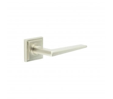 Burlington BUR10 Mayfair Door Handle On Square Stepped Rose - Satin Nickel