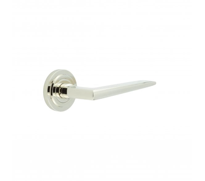 Burlington BUR10 Mayfair Door Handle On Stepped Rose - Polished Nickel