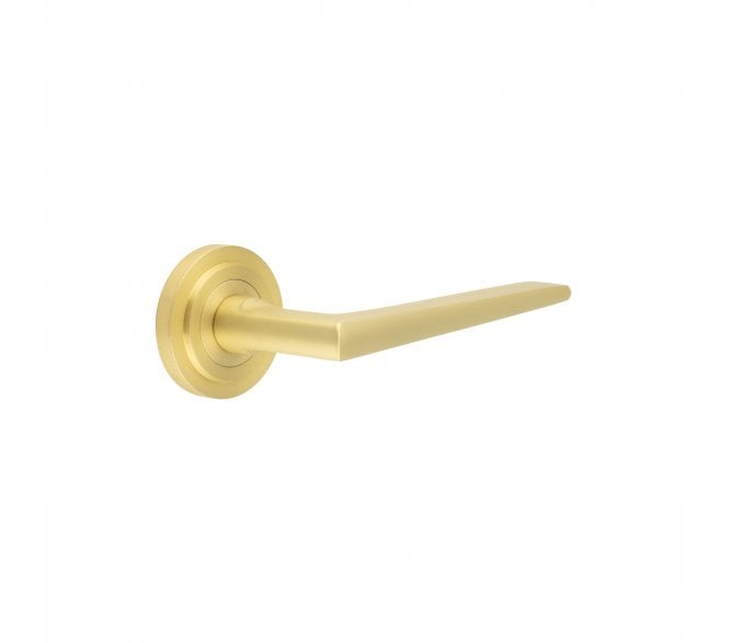 Burlington BUR10 Mayfair Door Handle On Stepped Rose - Satin Brass