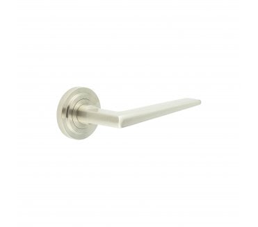 Burlington BUR10 Mayfair Door Handle On Stepped Rose - Satin Nickel