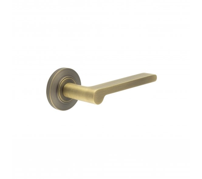 Burlington BUR15 Fitzrovia Door Handle On Chamfered Rose - Antique Brass