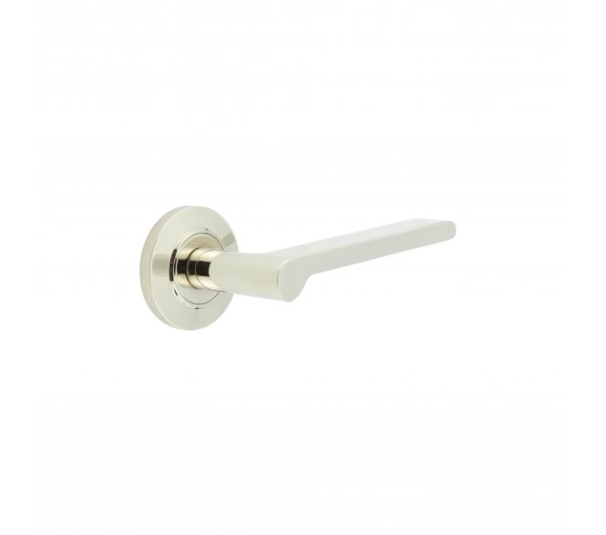 Burlington BUR15 Fitzrovia Door Handle On Chamfered Rose - Polished Nickel