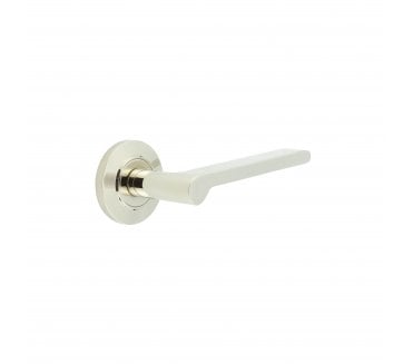 Burlington BUR15 Fitzrovia Door Handle On Chamfered Rose - Polished Nickel