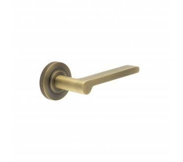 Burlington BUR15 Fitzrovia Door Handle On Knurled Rose - Antique Brass