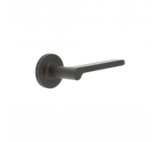 Burlington BUR15 Fitzrovia Door Handle On Knurled Rose - Dark Bronze