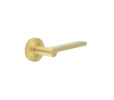 Burlington BUR15 Fitzrovia Door Handle On Knurled Rose - Satin Brass