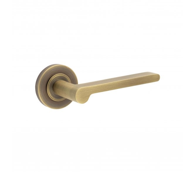 Burlington BUR15 Fitzrovia Door Handle On Plain Rose - Antique Brass