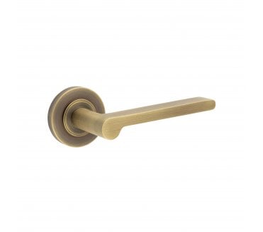 Burlington BUR15 Fitzrovia Door Handle On Plain Rose - Antique Brass