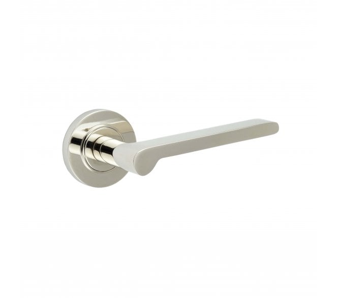 Burlington BUR15 Fitzrovia Door Handle On Plain Rose - Polished Nickel