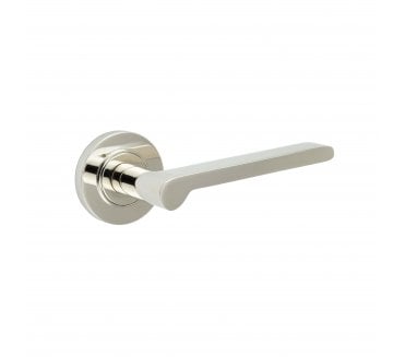 Burlington BUR15 Fitzrovia Door Handle On Plain Rose - Polished Nickel
