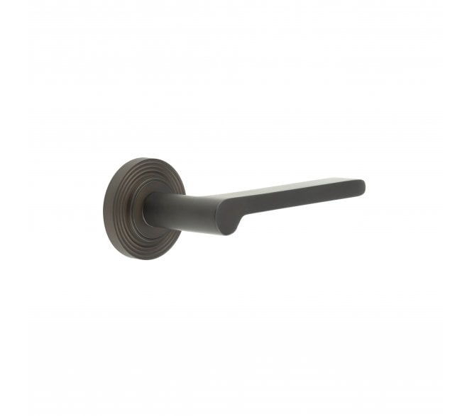 Burlington BUR15 Fitzrovia Door Handle On Reeded Rose - Dark Bronze