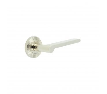 Burlington BUR15 Fitzrovia Door Handle On Reeded Rose - Polished Nickel
