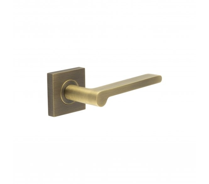 Burlington BUR15 Fitzrovia Door Handle On Square Plain Rose - Antique Brass